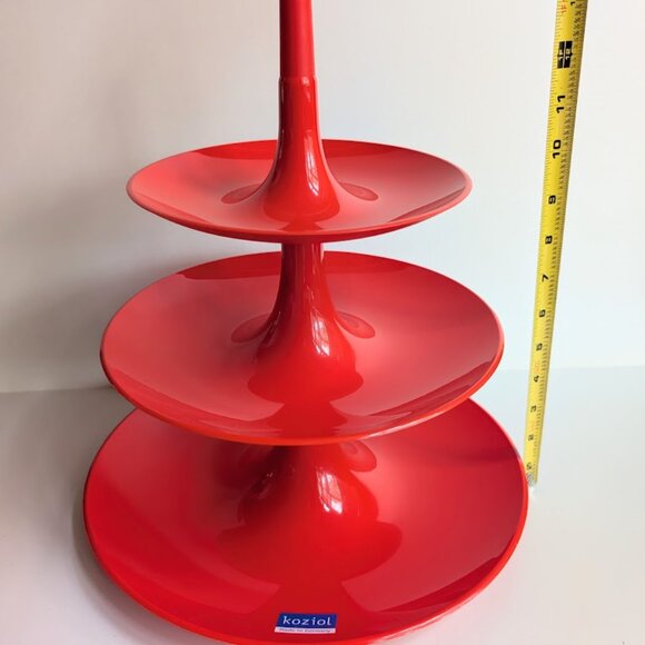 Koziol Babell Etagere Red Plastic Christmas Tree Tidbit Serving Tray 3 Tier Dish - Picture 13 of 14